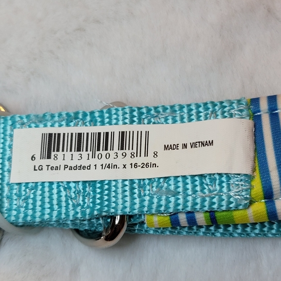 Vibrant Life Comfort Padded Dog Collar Teal Stripe New With Tag Size Large - Picture 9 of 14